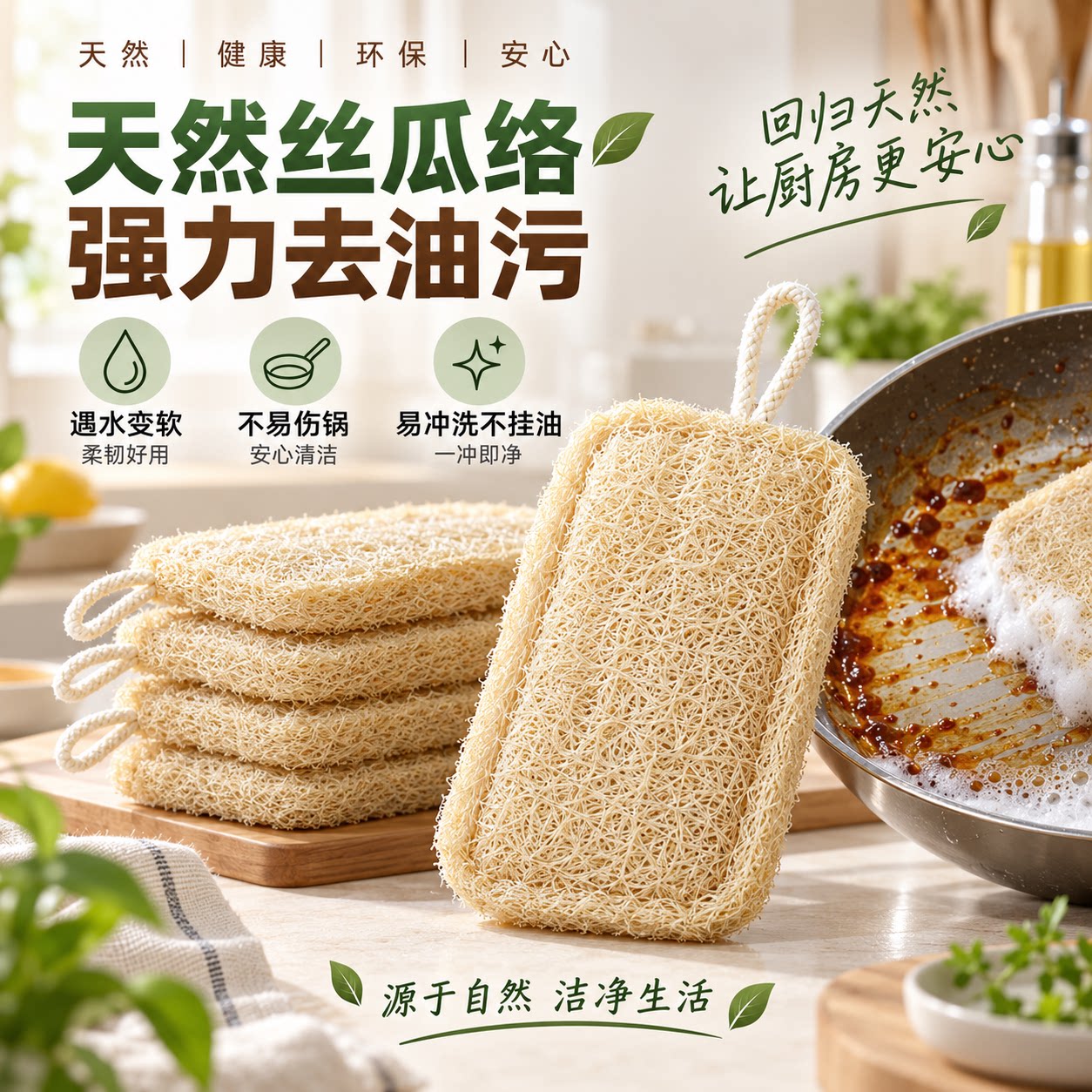 丝瓜络洗碗天然百洁布金刚砂厨房专用丝瓜瓤洗碗海绵丝瓜刷碗神器
