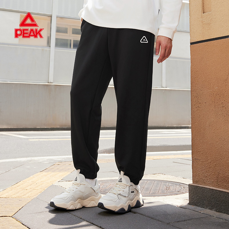 匹克男休闲运动束脚针织直筒卫裤