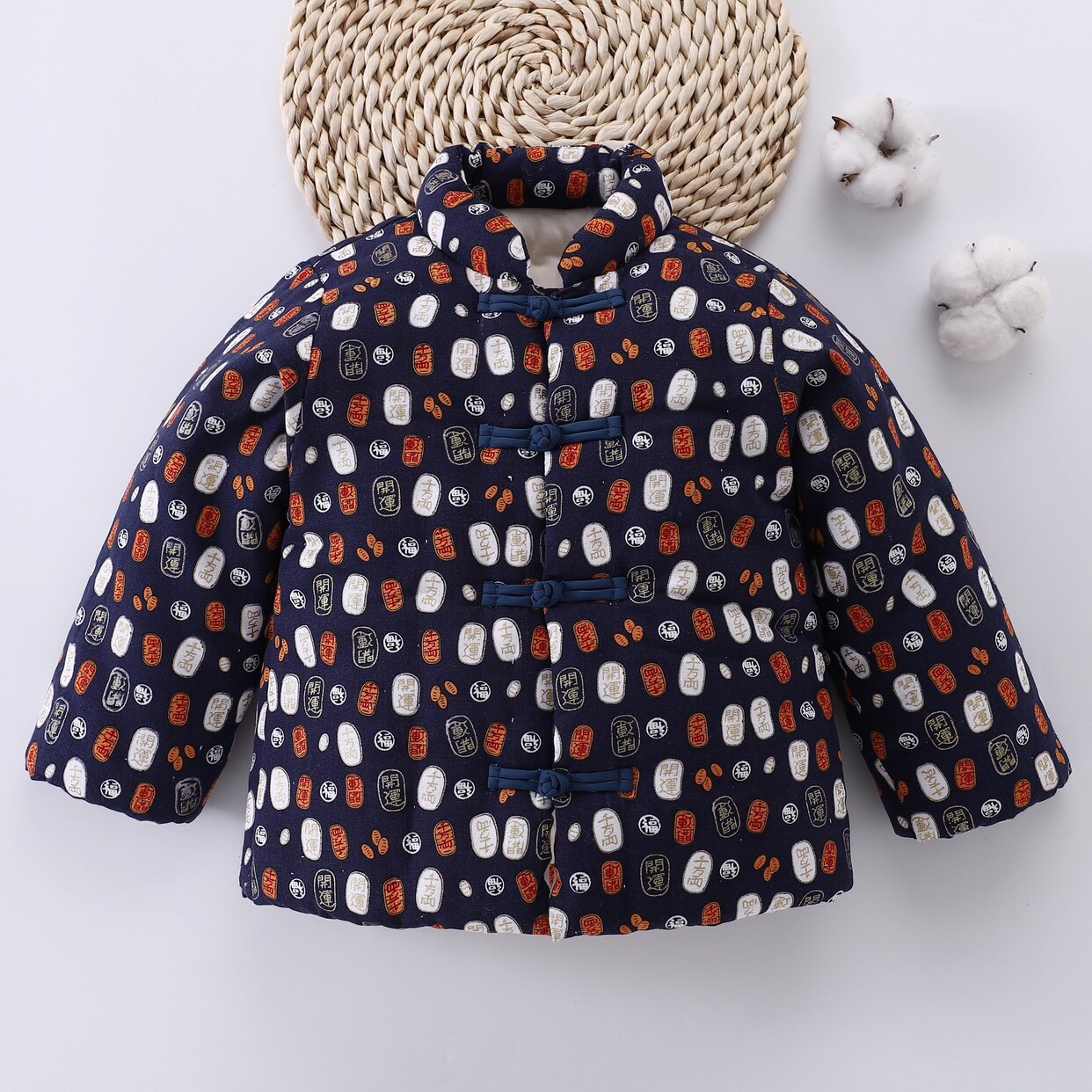 婴儿儿童年服唐装冬季棉花加厚盘扣手工棉衣衣服宝宝秋冬男童汉服