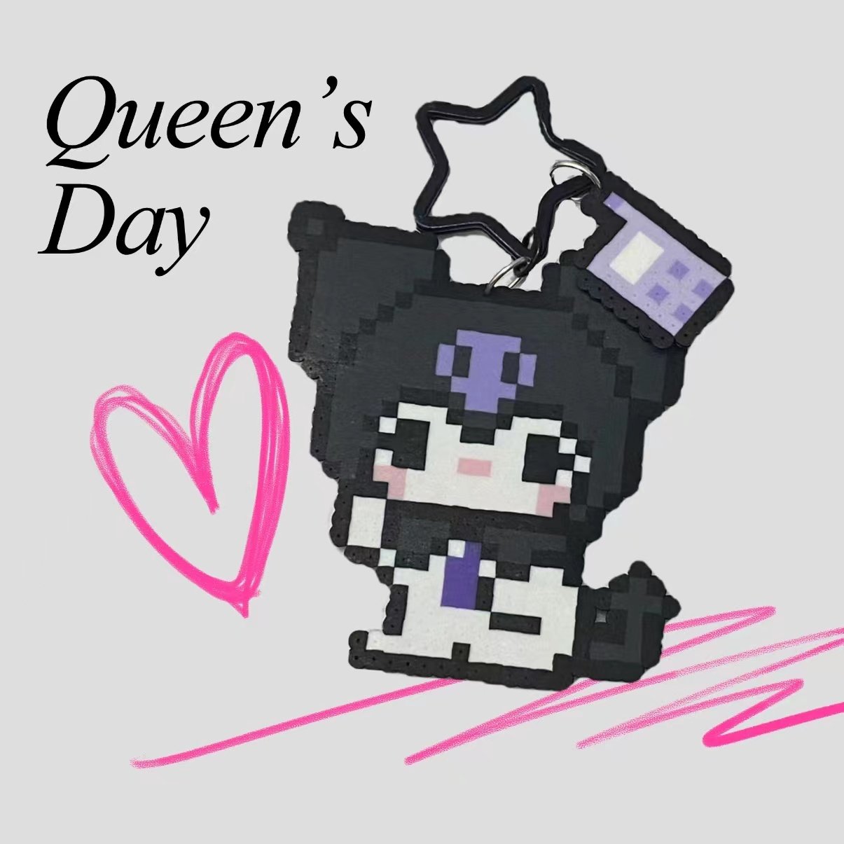 库洛米kuromi拼豆成品挂件美乐蒂三丽鸥卡通动漫游戏周边拼豆成品