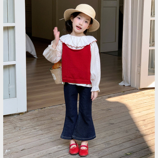 秋装 小女孩长裤 韩版 休闲裤 子洋气潮 女童2025新款 宝宝裤 喇叭牛仔裤