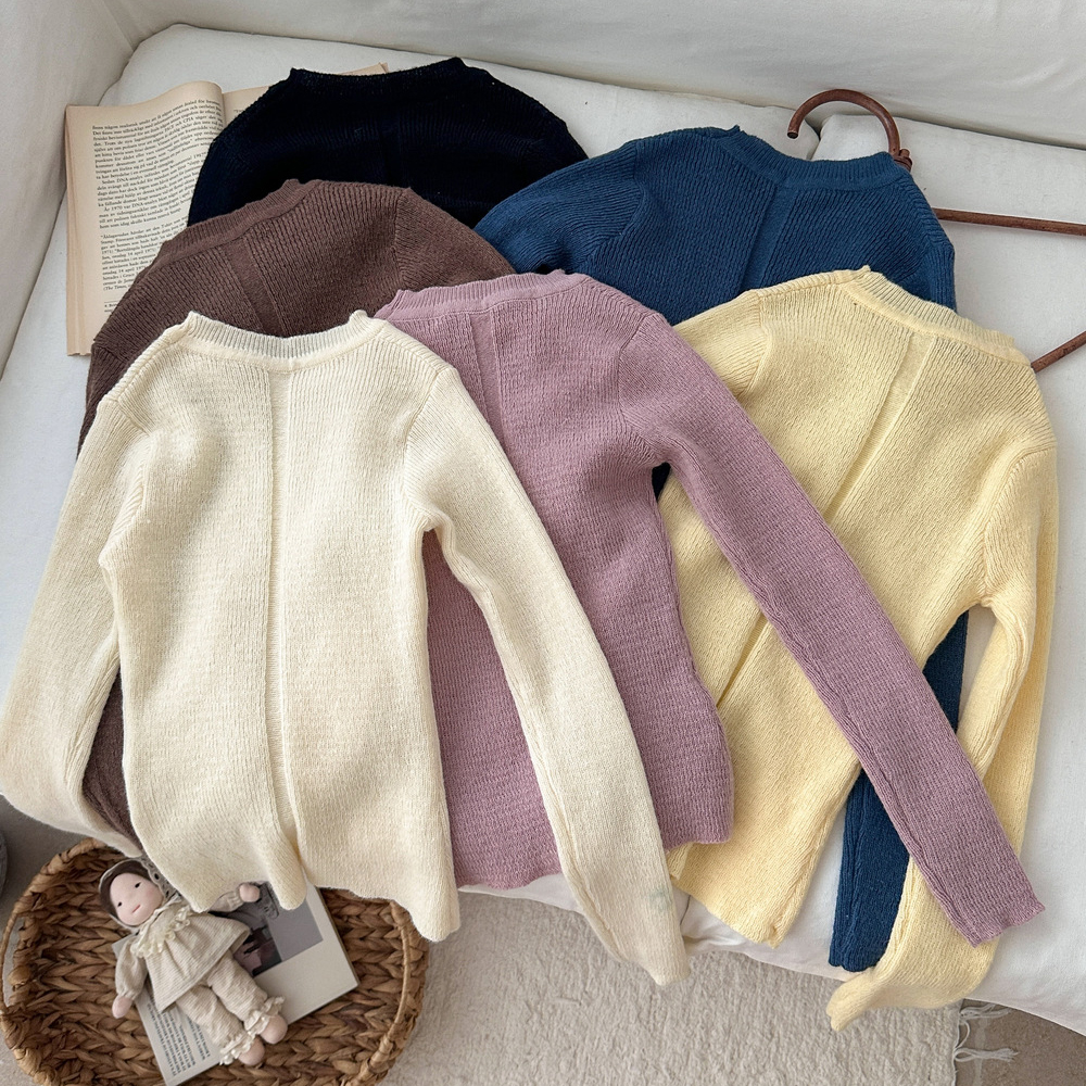 女童套头针织衫冬季纯色打底衫潮