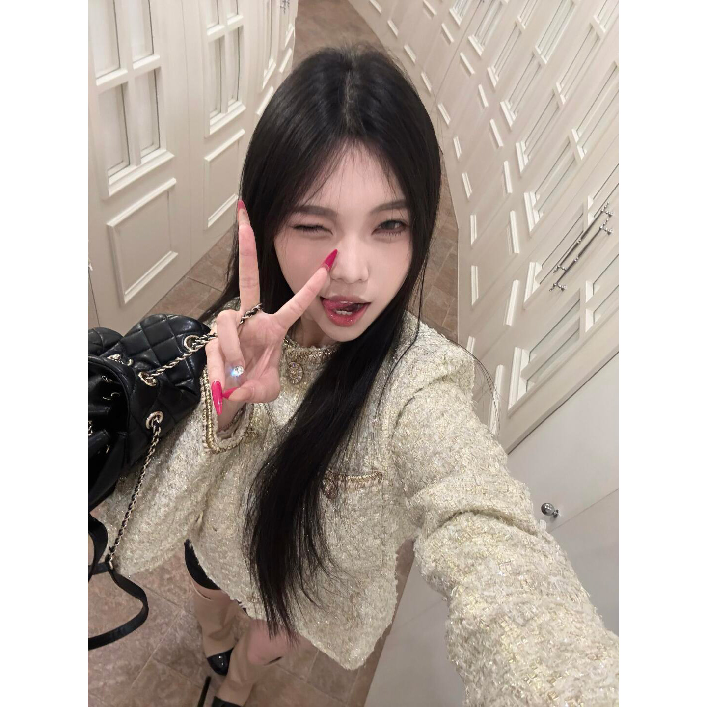 小香风粗花呢短外套女千金风立体圆领装饰小个子短款外套法式名媛