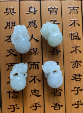 今石缘 天然翡翠A货精品配件狮子滚绣球有求必应DIY辅料材料