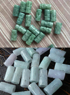 今石缘天然翡翠A货配件 路路通长管七星高照竹节 DIY辅料材料