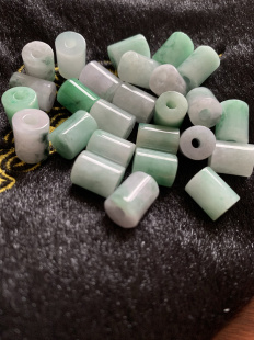 今石缘天然翡翠飘绿9*11路路通 管 桶珠内径3MM勒子 DIY辅料材料