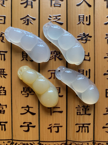 今石缘 精工优选玉髓四季豆吊坠 福豆挂件 福禄寿喜财系列