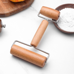 擀饺子皮神器专用不粘滚轴式不锈钢烘焙家用擀面杖实木