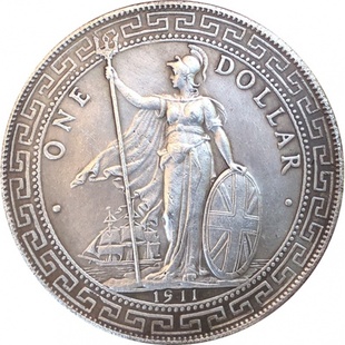 仿外国银币站洋站人银圆银元壹元大洋龙洋古董可吹响白铜镀银