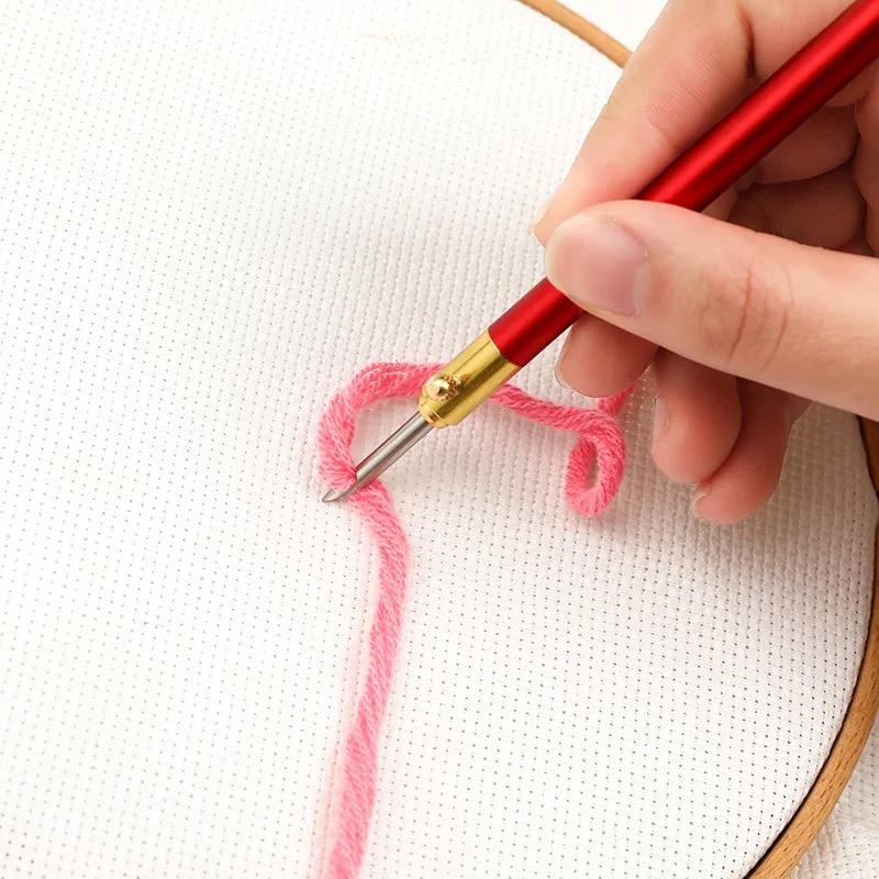 法式反绣木柄钩针diy正反面钩花工具刺绣针串珠亮片钩针