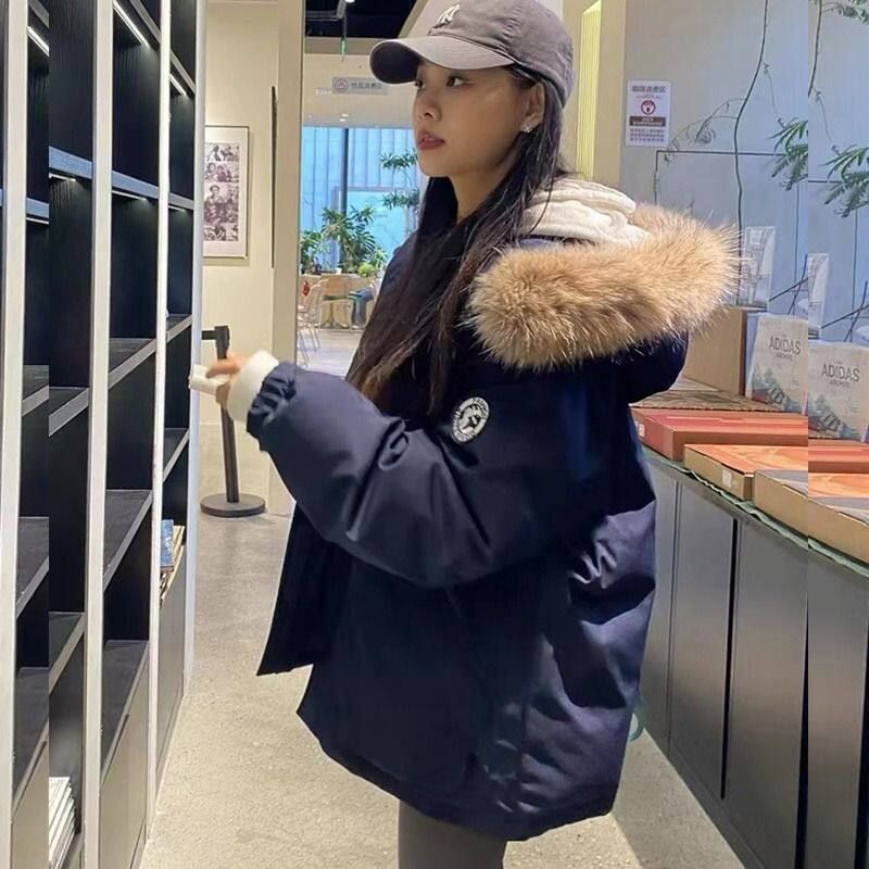 欧货爆款派克服2025新款羽绒棉服女韩版短款棉衣大毛领加厚外套女