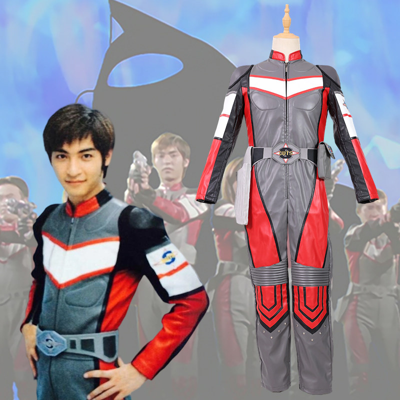 戴拿奥特曼cos服 超级胜利队队服漆皮连体衣SUPER GUTS cosplay服