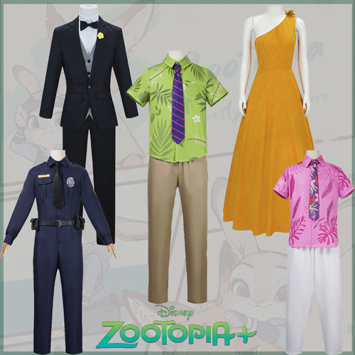 疯狂动物城cos服 尼克狐狸花衬衫兔子警官朱迪礼服警官服 cosplay