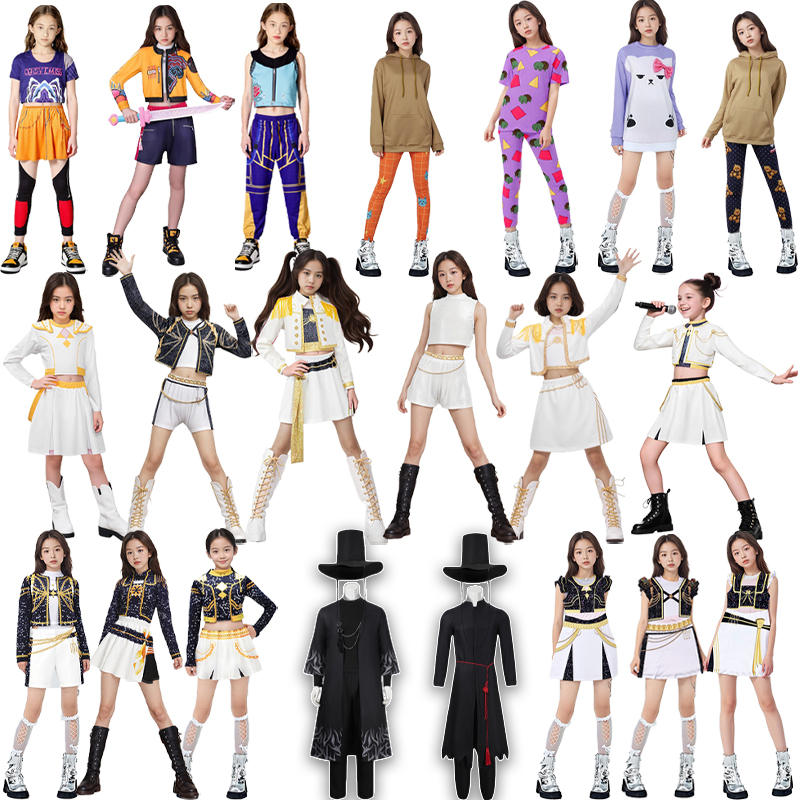 K-POP猎魔女团cos服 鲁米佐依米拉沙加男孩女团打歌服 儿童演出服