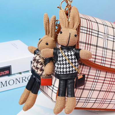 千鸟格小兔子包包挂件