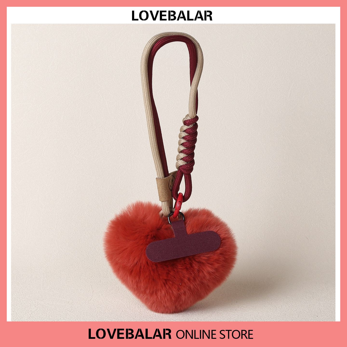 真獭兔毛皮毛一体爱心手绳手机挂饰创意玩偶心形钥匙扣桃心包挂件