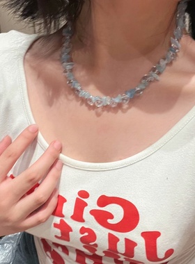 日韩不规则水晶碎石项链女小众设计感甜美锁骨链轻奢百搭甜酷颈链