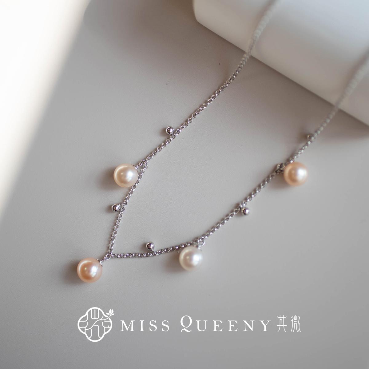 Miss韩版纯银珍珠流苏项链