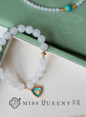 MissQueeny其微|白玉三角神像手串青海料银镀金国风新中式小众
