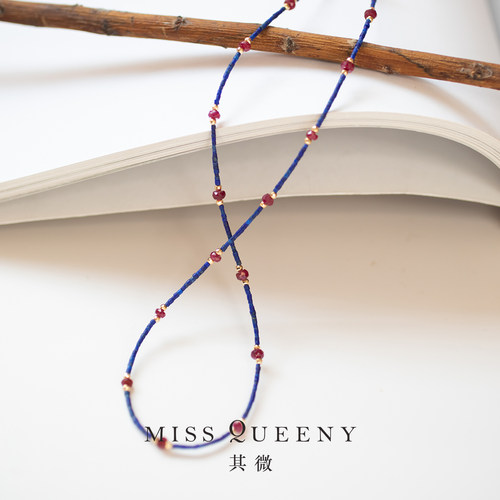 【会员专享】MissQueeny其微|蓝风铃·18k金青金石串珠项链新中式