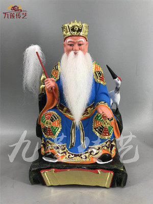 木雕白鹤仙师香樟木手工漆线雕