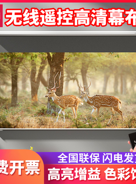得力50453S投影布幕布家用高清电动 遥控升降电影光子120投影仪布