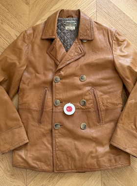 RL老款jeans系列复古海军羊皮皮衣夹克外套