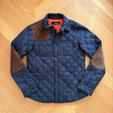 RL复古运动RLX牛皮拼接户外猎装轻便羽绒服衬衫外套