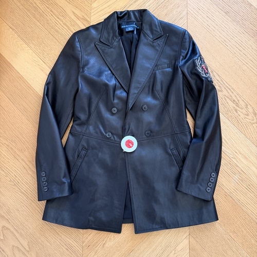 RL女款复古束腰休闲羊皮西装夹克外套