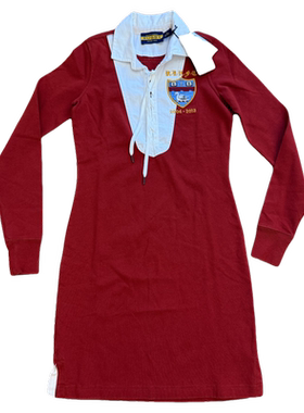 RL早期rugby学院风女士中长款套头长袖体恤卫衣外套