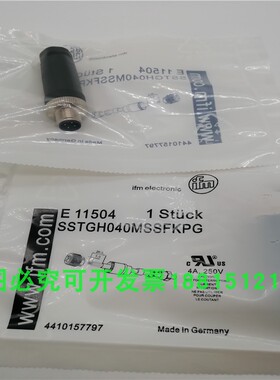M12四针直公插头E11504 EVC812可接线SSTGH040MSSFKPG全新现货