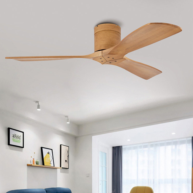 吊扇灯实木北欧简约家用客厅美式餐厅复古卧室带灯吊扇无灯吊风扇