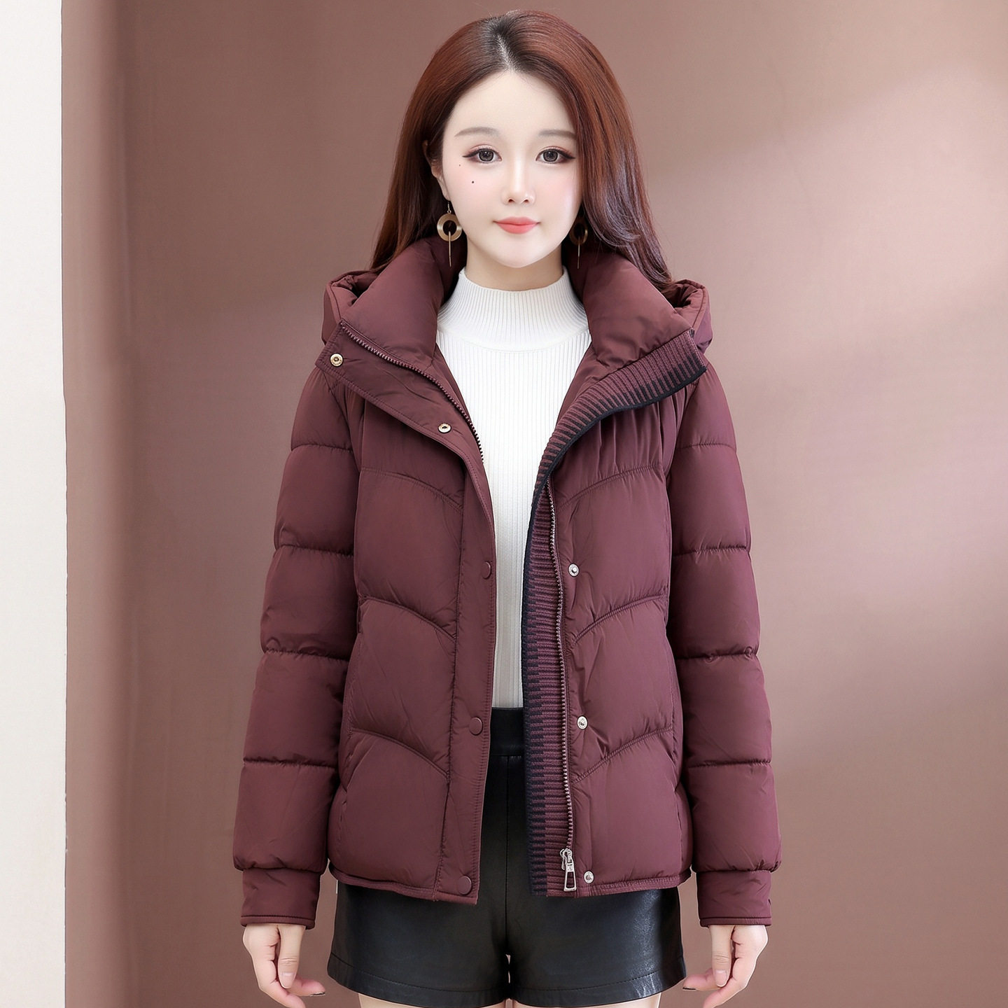 棉服外套中青年女短款新款韩版宽松大码棉衣时尚连帽百搭爆款棉袄