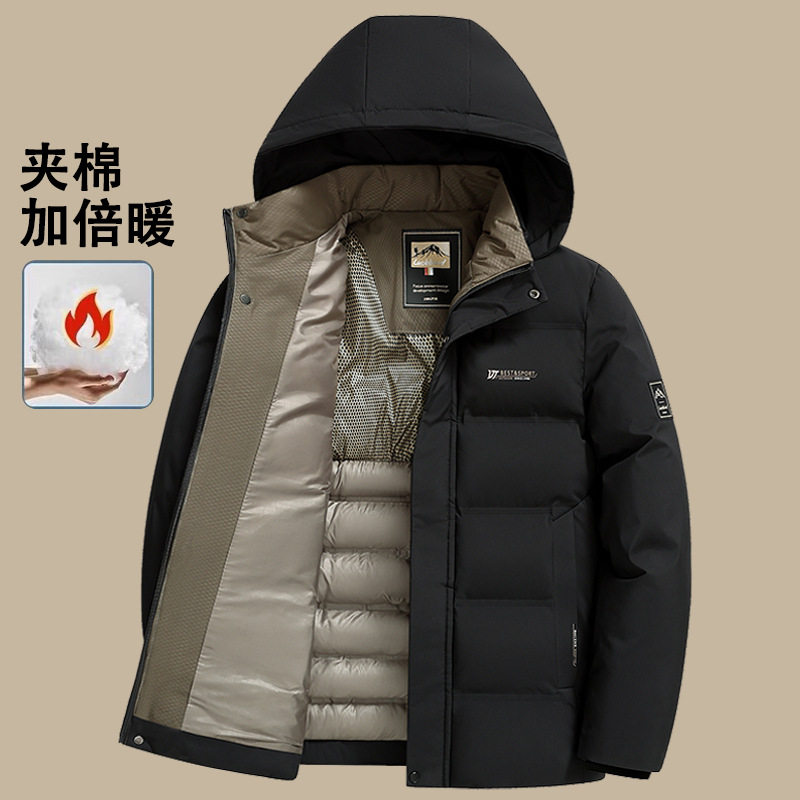 中年男棉服外套2026冬季新款连帽加厚商务休闲大码保暖爸爸装棉衣