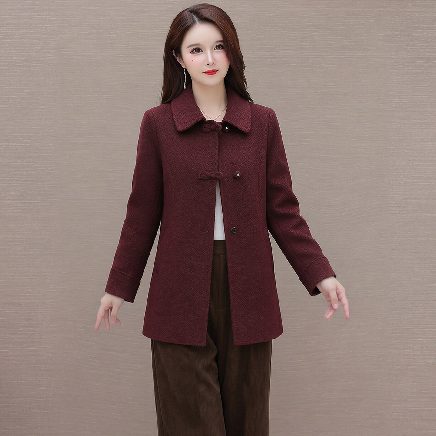 中年妈妈毛呢外套中长2026新款洋气中青年女装秋冬小香风呢子上衣