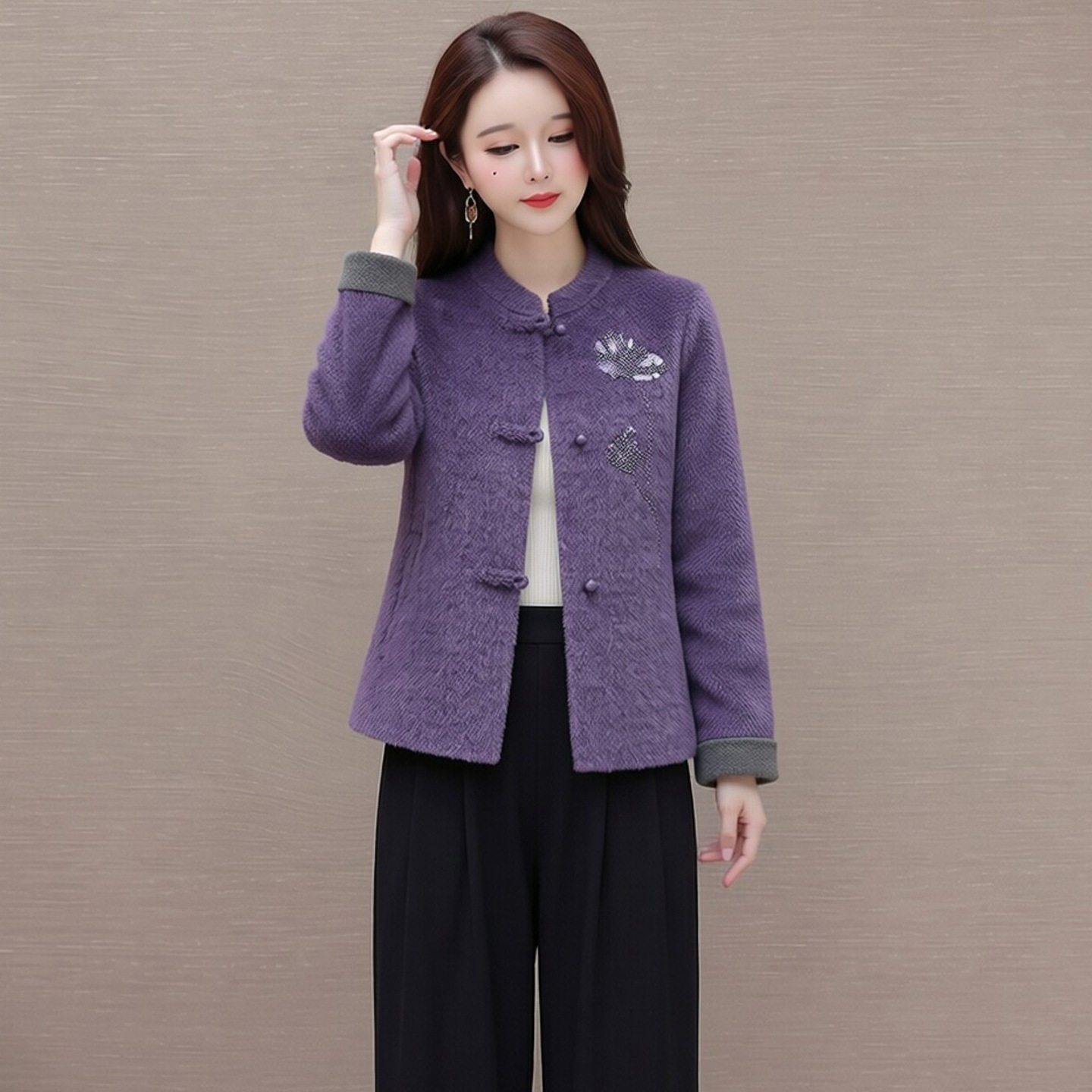 中年妈妈毛呢外套短款2026新款洋气中青年女装秋冬小香风呢子上衣