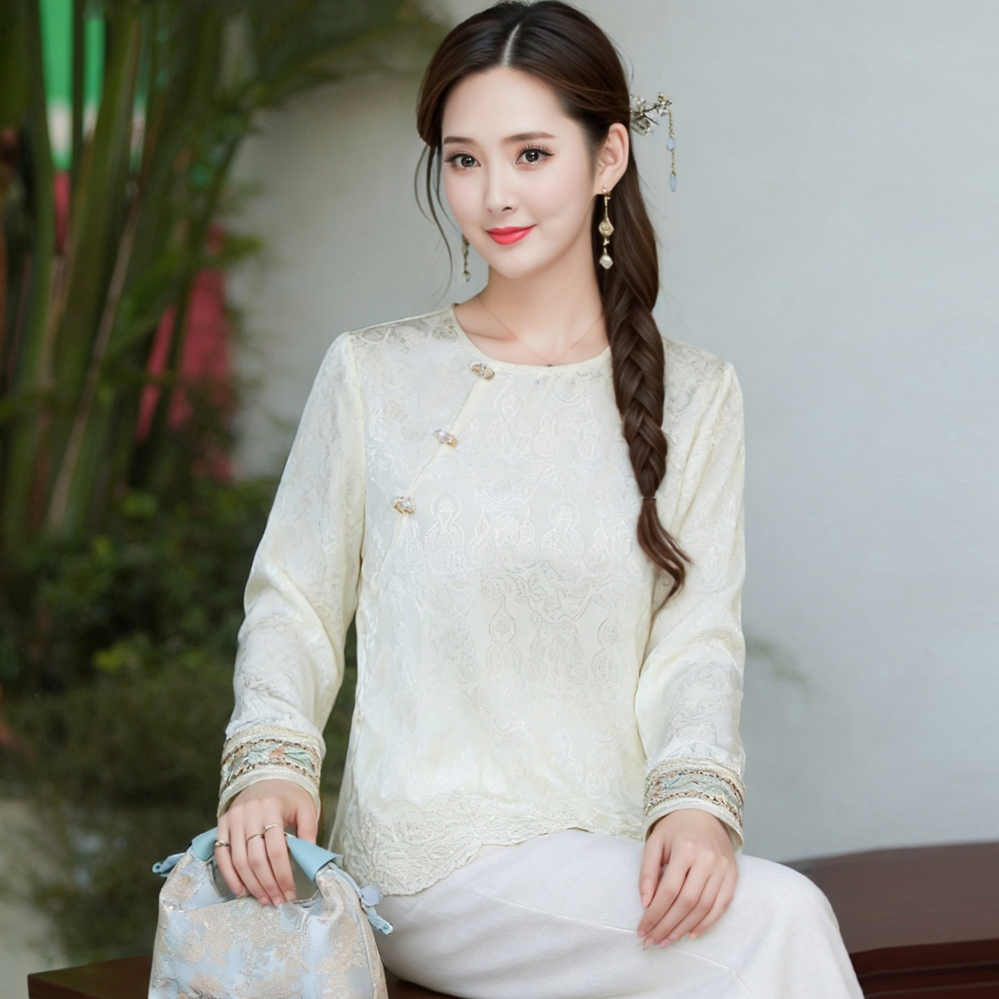 中年妈妈春夏装套头小衫2026新款中青年女装长袖衫短款打底衫衬衫