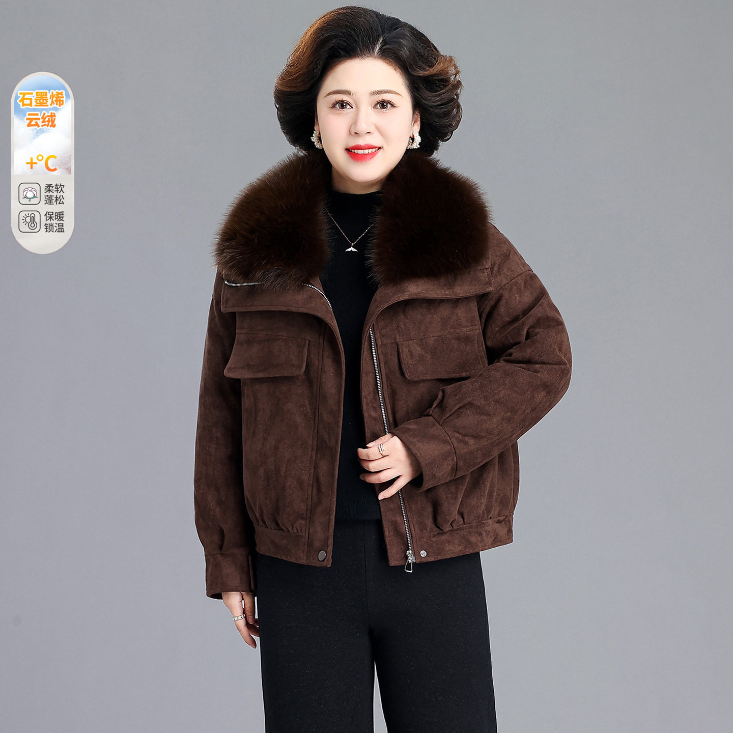 婆婆妈妈冬装时尚棉衣短款2026中老年女装气质棉服棉袄小个子上衣