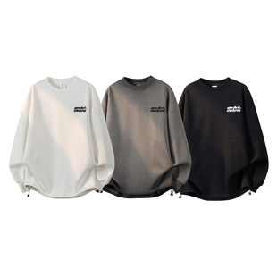 340G重磅分割结构廓形圆领卫衣男春款潮牌运动上衣撞色印花套头衫