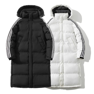 冬季经典爆款 三条杠 外套 长款运动棉衣男女长款过膝羽绒棉 棉服
