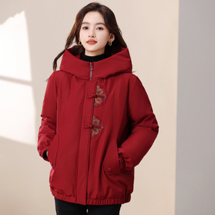 波斯顿羽绒服女款加厚妈妈装波士顿官方旗舰店中老年女士连帽短款