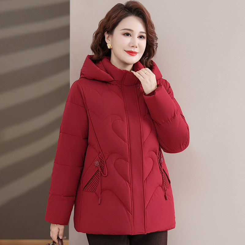 波士顿鹅绒服女款加厚短款妈妈装波士顿官方旗舰店羽绒服脱帽立领