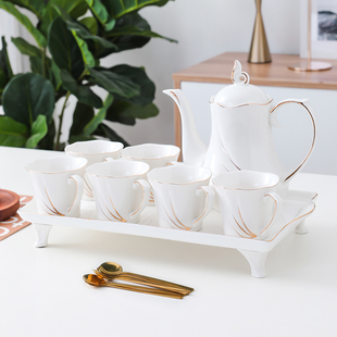 陶瓷水具套装简约客厅水杯欧式下午茶壶套装家用耐热水壶水杯茶杯