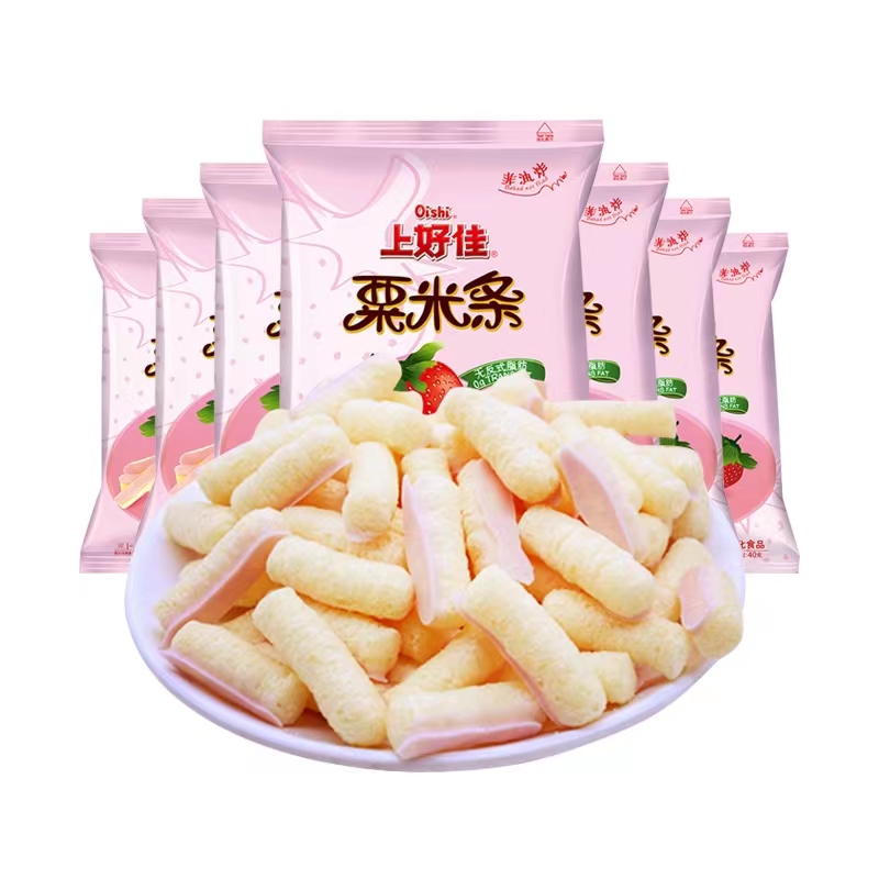 上好佳薯条草莓味粟米条6g*20包膨化零食品大礼包小吃休闲办公室