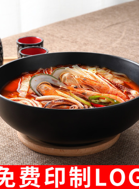 麻辣烫碗大碗密胺餐具黑色磨砂面馆专用面碗商用日式加厚防摔塑料