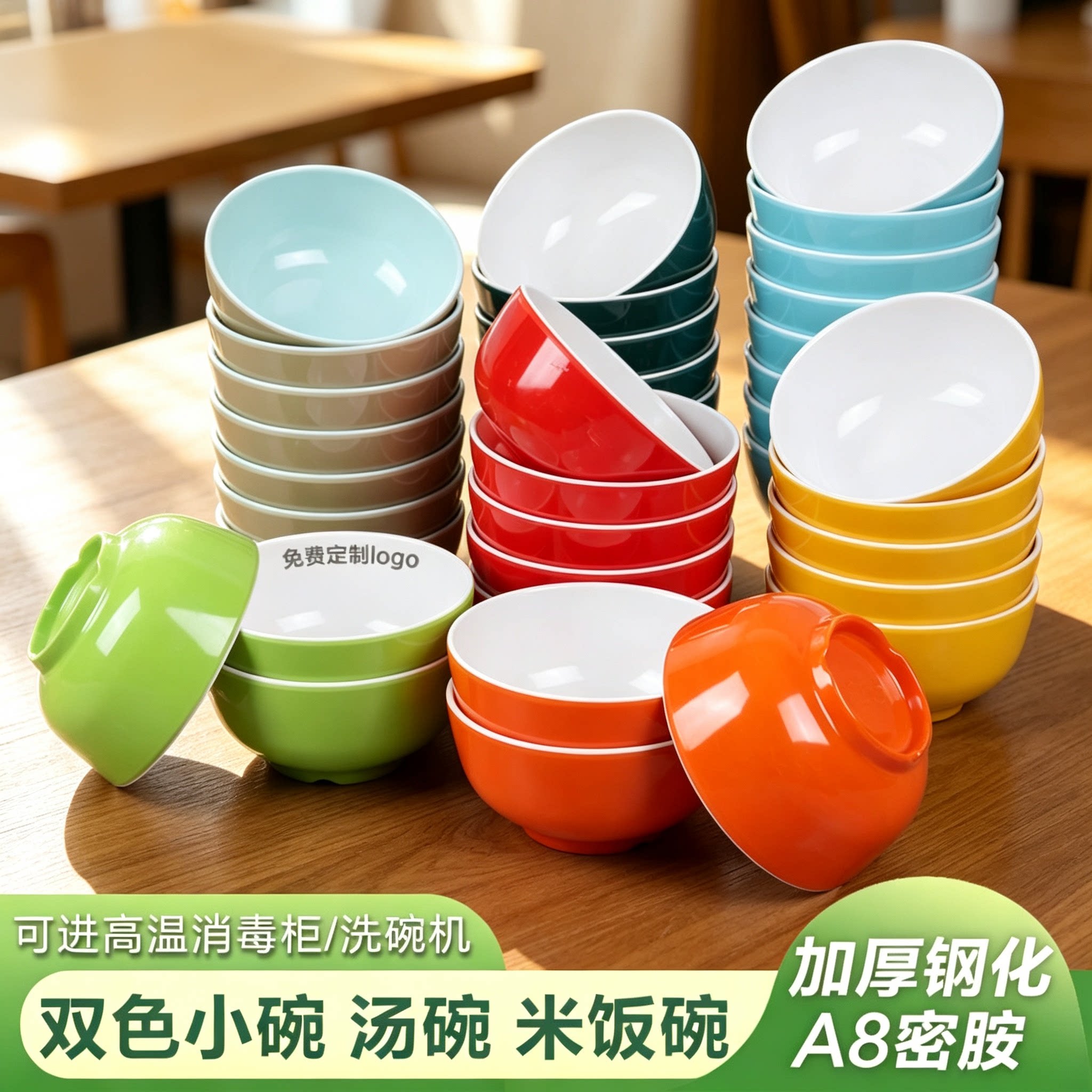 密胺小碗商用餐饮汤碗蘸料碗饭店餐厅快餐店专用双色米饭粥碗批发