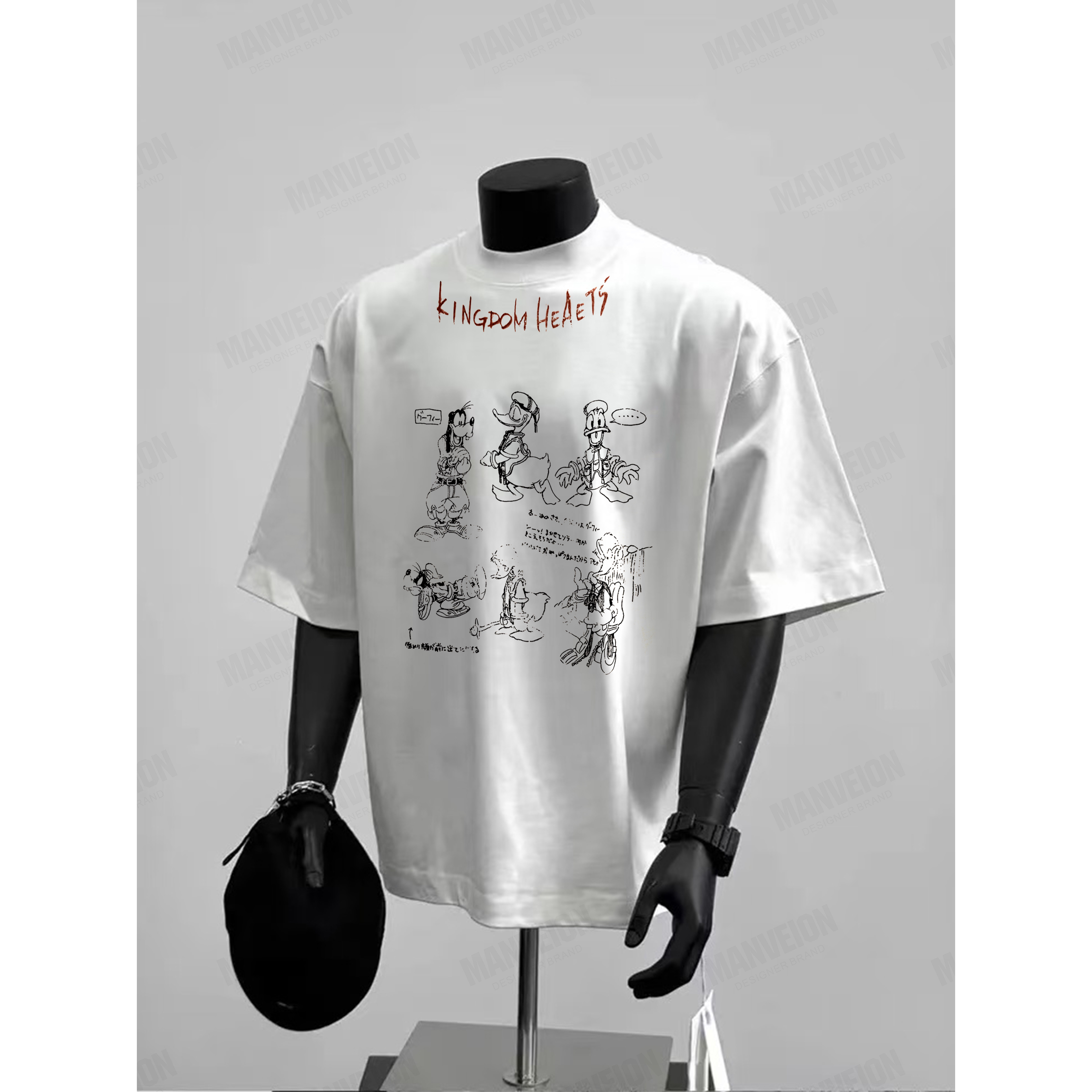 2025新款&rdquo;王国之心&ldquo;米奇插画动漫手绘数码康丽vintage印花短袖
