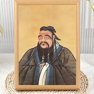 圣贤孔子儒家仁义礼智信画像轻奢古风相框办公室客厅房间小众摆件