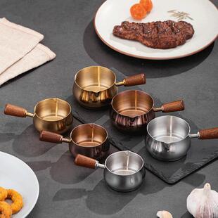 304不锈钢酱料杯西餐酱汁盅牛扒调料杯木柄把手番茄沙拉蘸酱碟子