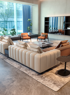 masdo钢琴键沙发freeman真皮大户型别墅头层牛皮转角l型意式直排